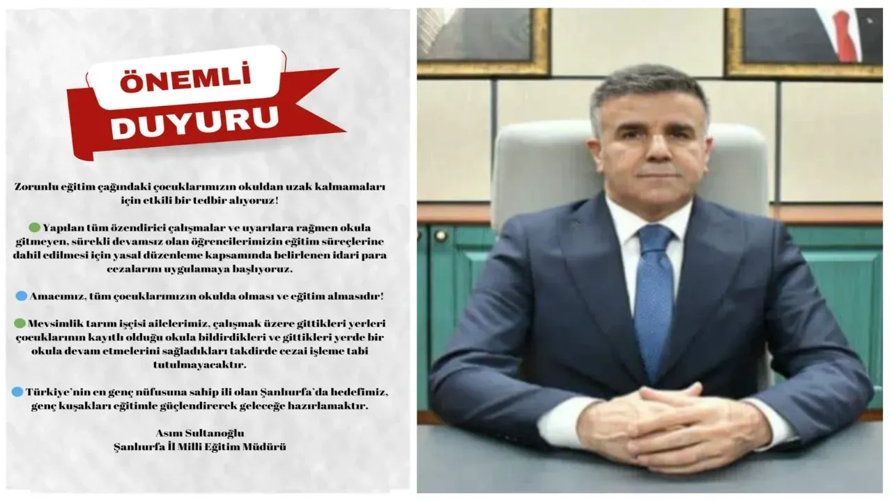 Şanlıurfa İl Milli Eğitim Müdürlüğünden Zorunlu Eğitimle İlgili Önemli Duyuru