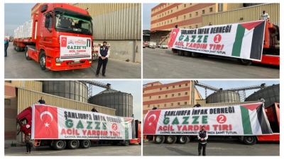 Şanlıurfa İnfak Der'den Gazze'ye 2 tır un gönderildi